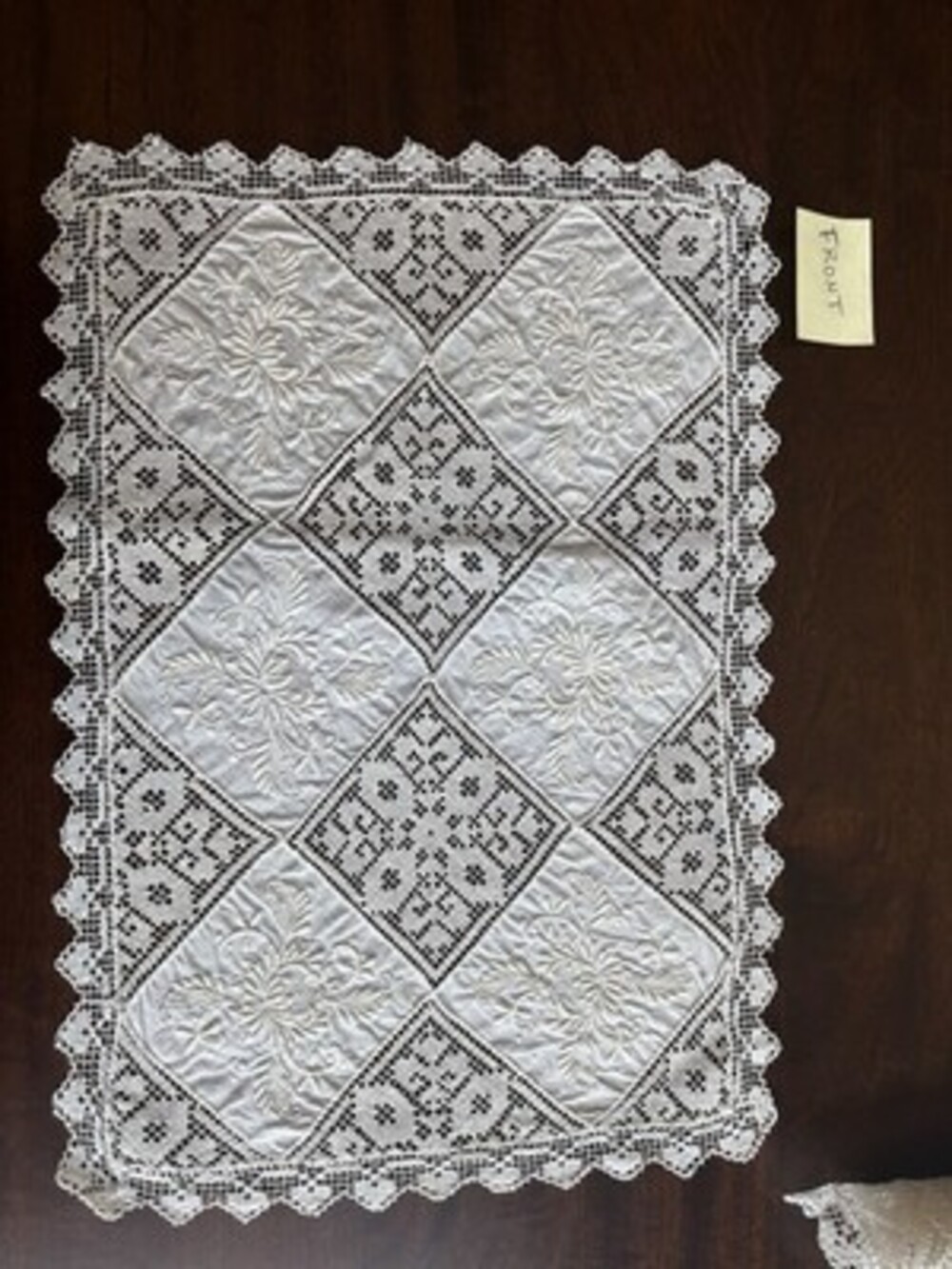 Eight Vintage Off White Lace Placemats